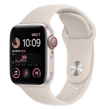 Apple Watch SE 2 40mm GPS + LTE, Starlight Aluminum Case with Starlight Sport Band (MNPT3)