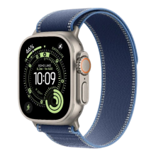 Apple Watch Ultra 3 GPS + LTE, 49mm Natural Titanium Case with Light Blue Alpine Loop - Medium (MEWM4)