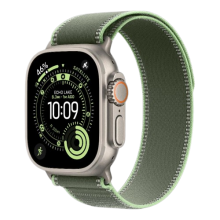 Apple Watch Ultra 3 GPS + LTE, 49mm Natural Titanium Case with Green/Neon Trail Loop - M/L