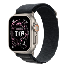 Apple Watch Ultra 3 GPS + LTE, 49mm Natural Titanium Case with Black Alpine Loop - Large