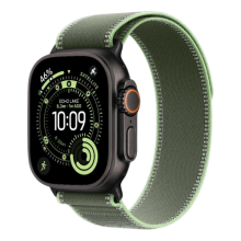Apple Watch Ultra 3 GPS + LTE, 49mm Black Titanium Case with Green/Neon Trail Loop - S/M