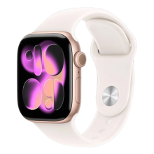 Apple Watch Series 11 GPS, 46mm Rose Gold Aluminum Case with Light Blush Sport Band (S/M) (MEV64)
