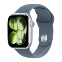 Apple Watch Series 11 GPS, 46mm Silver Aluminum Case with Anchor Blue Sport Band (M/L)