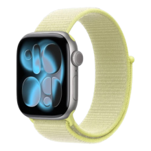 Apple Watch Series 11 GPS, 46mm Space Gray Aluminum Case with Neon Yellow Sport Loop
