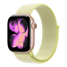 Apple Watch Series 11 GPS, 46mm Rose Gold Aluminum Case with Neon Yellow Sport Loop