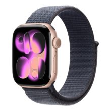 Apple Watch Series 11 GPS, 46mm Rose Gold Aluminum Case with Anchor Blue Sport Loop