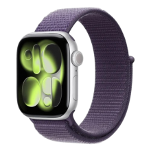 Apple Watch Series 11 GPS, 46mm Silver Aluminum Case with Purple Fog Sport Loop