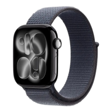 Apple Watch Series 11 GPS, 46mm Jet Black Aluminum Case with Anchor Blue Sport Loop