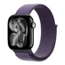 Apple Watch Series 11 GPS, 46mm Jet Black Aluminum Case with Purple Fog Sport Loop
