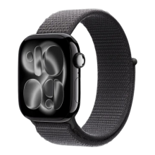 Apple Watch Series 11 GPS, 46mm Jet Black Aluminum Case with Dark Gray Sport Loop